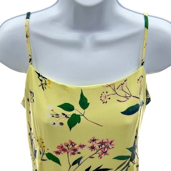 Banana Republic Yellow Floral Long Lined Zip Y2K Style Slip Dress Sz 4 - Picture 3 of 7